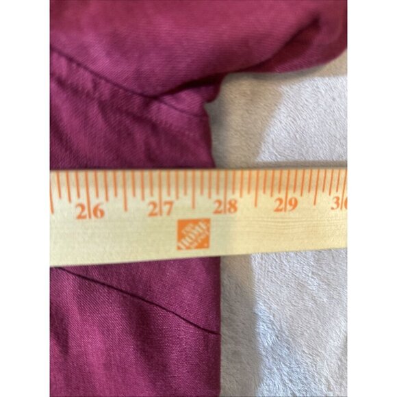 Women’s J.Jill Vintage Tunic Top 3 Buttons Deep Splits Maroon 100% Linen Plus 22 - Picture 8 of 14